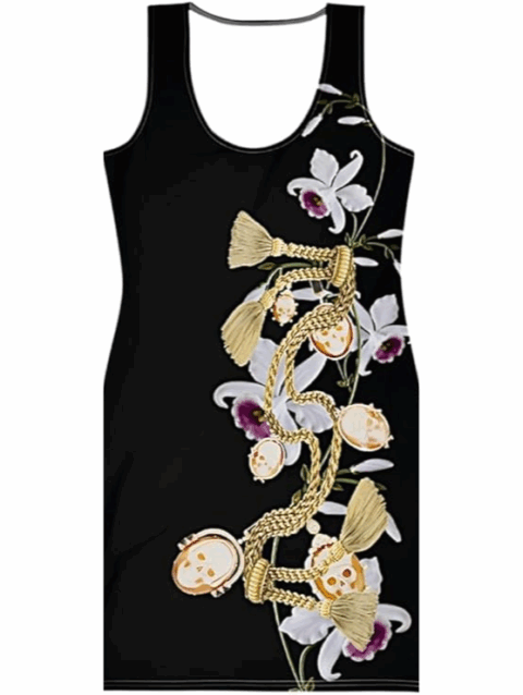 Robe au design exclusif « Inma de la Riva » : orchidées et camées