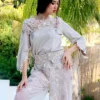 Sutil Chic – Ensemble composé d'un pull et d'un pantalon, orné de dentelle, de cristaux et de strass