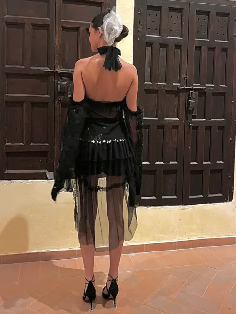 Jardin de minuit : ensemble haut et short haute couture