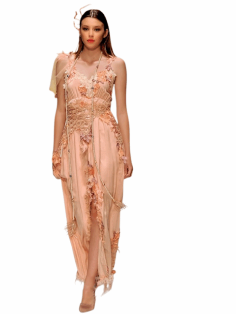 Aurora Lírica – Robe lingerie haute couture couleur pêche
